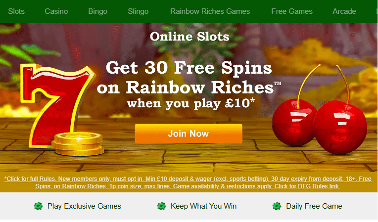 rainbow riches promo code and 30 free spins